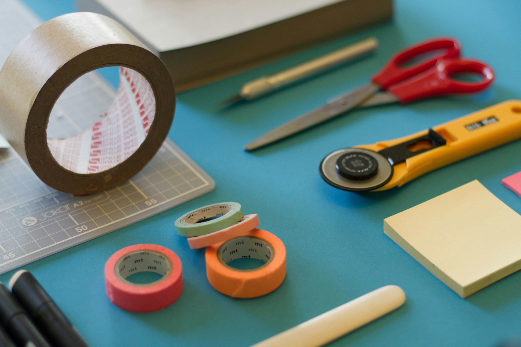 Creative materials prepared for an art workshop